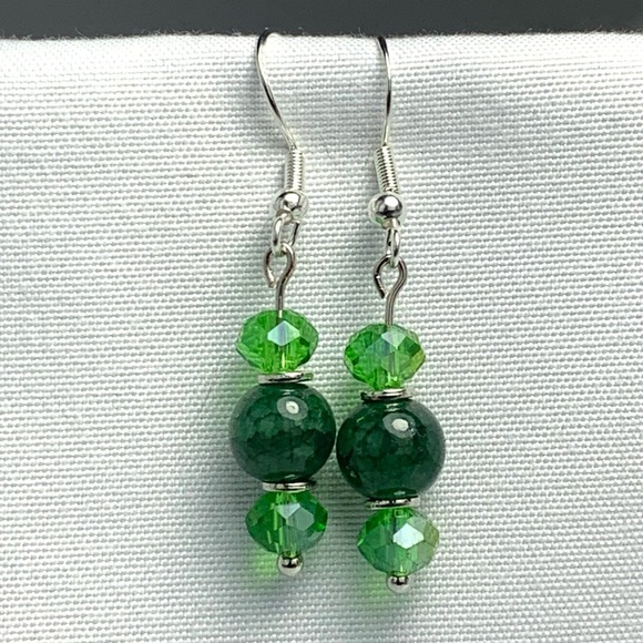 Jewelry - Handmade Green Bead Earrings